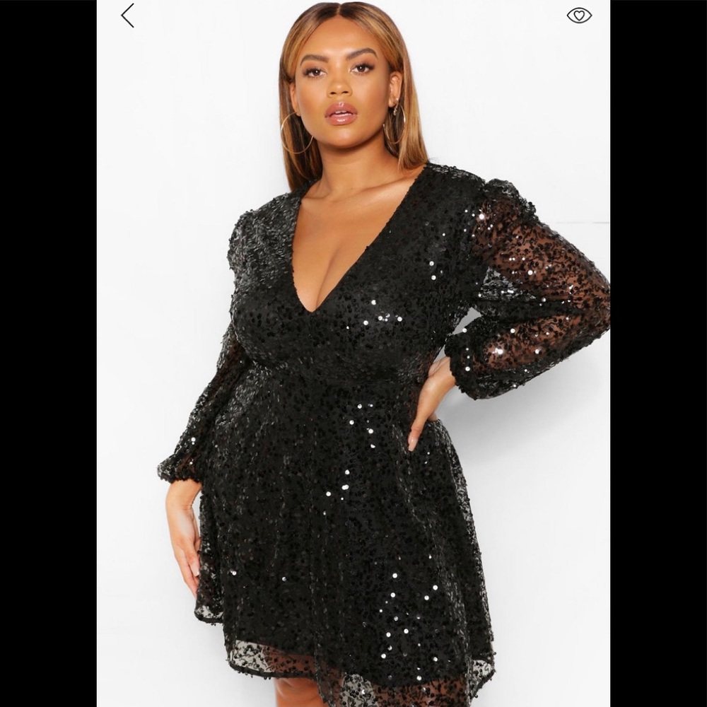 Boohoo Plus Sequin Skater Dress